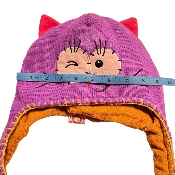 Flipeez Winking Kitty Cat Purple Pink Knit Hat with Moveable Tail Size OS - Picture 9 of 10